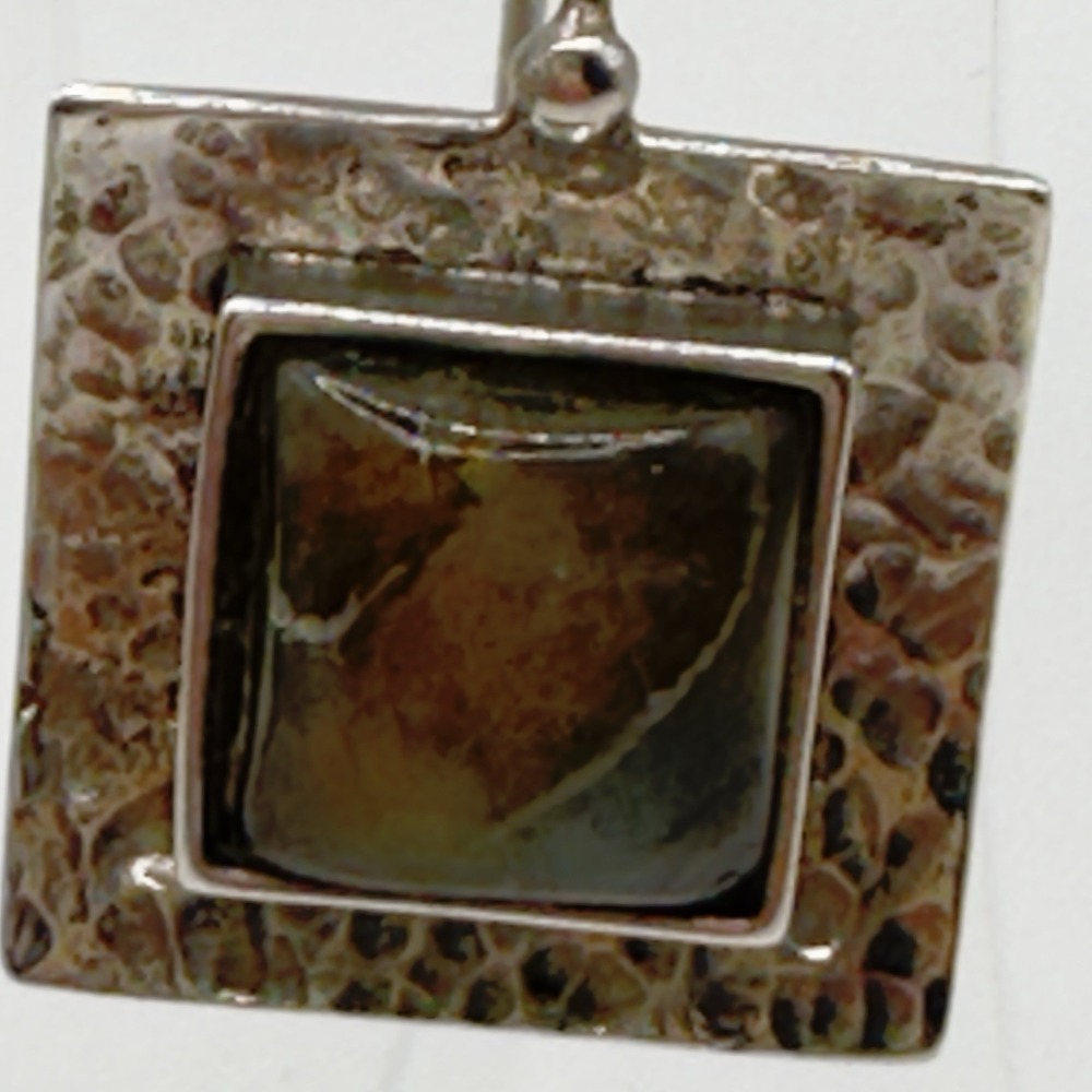 Silpada Sterling Silver Earrings Hammered Labradorite Square Dangle W0882 925 - Picture 5 of 14